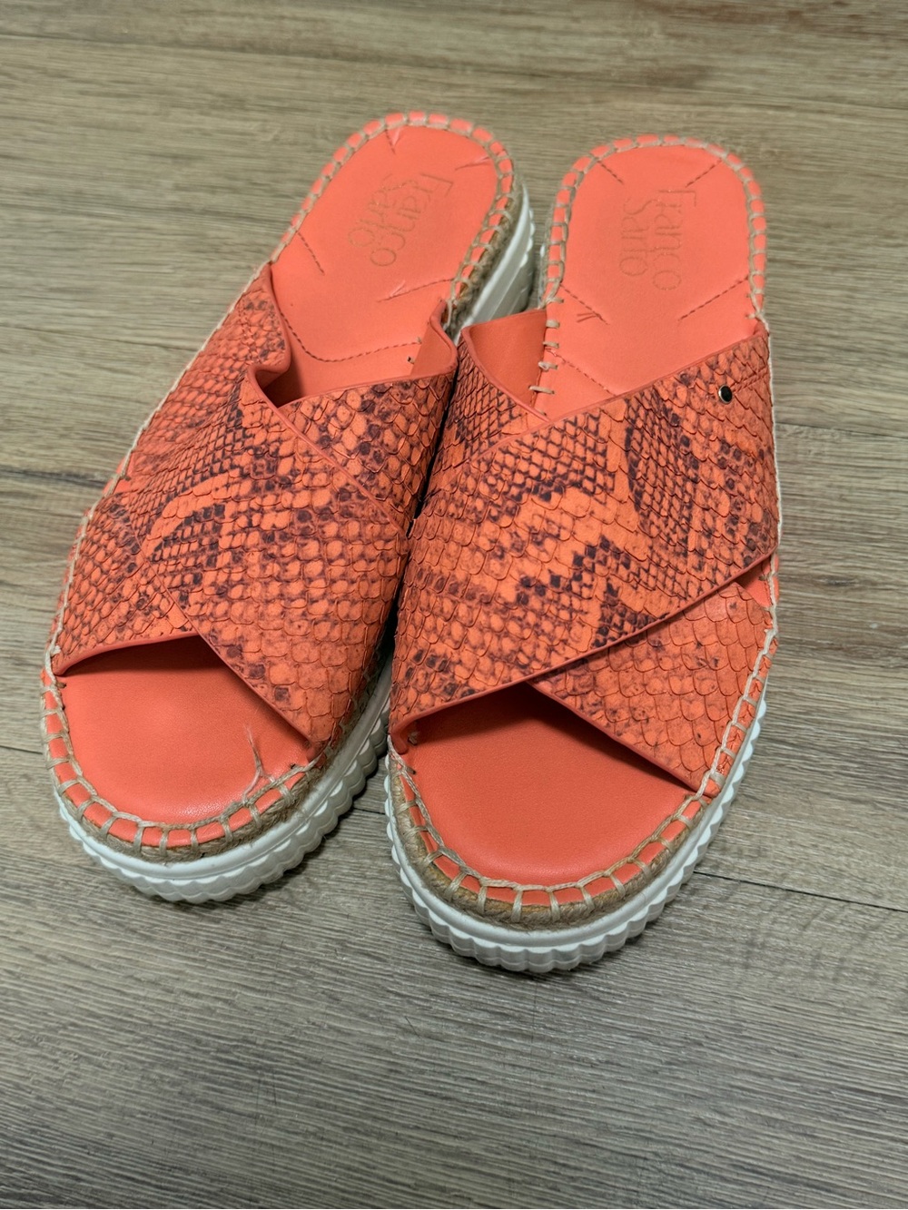 Franco Sarto Coral Snake-Print Espadrille Slide Sandals